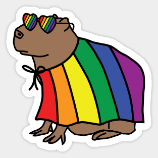 Cool Capybara in Pride Cape Sticker